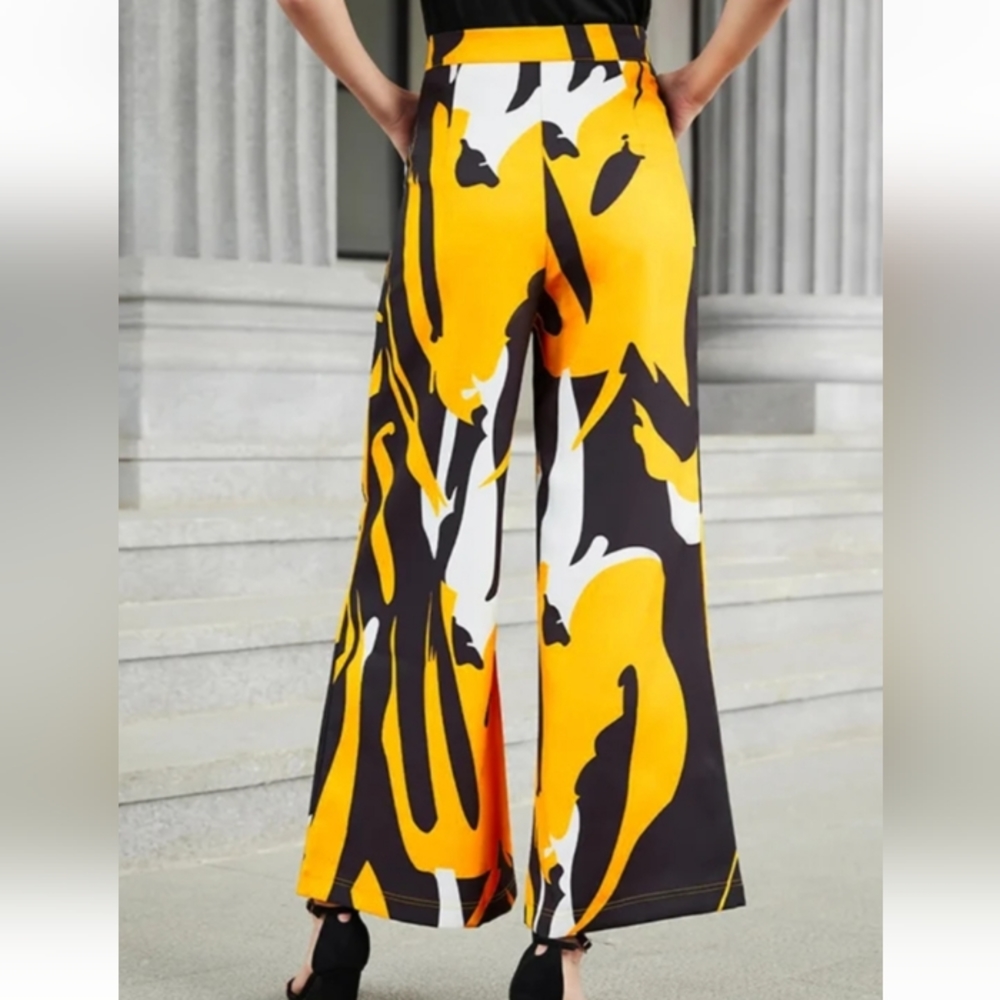 Wide leg yellow pants